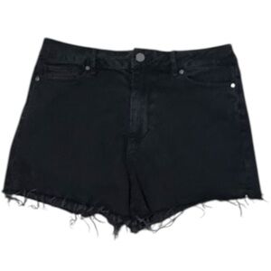 PAIGE Black Distressed Fray Raw Hem Denim Shorts‎ Jeans Size 30 Casual Designer